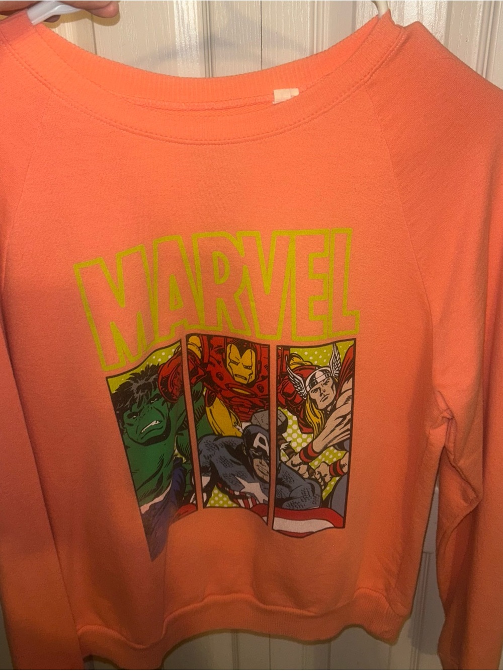 Mighty Fine Coral Kids Sweatshirt with Neon Marvel Panel